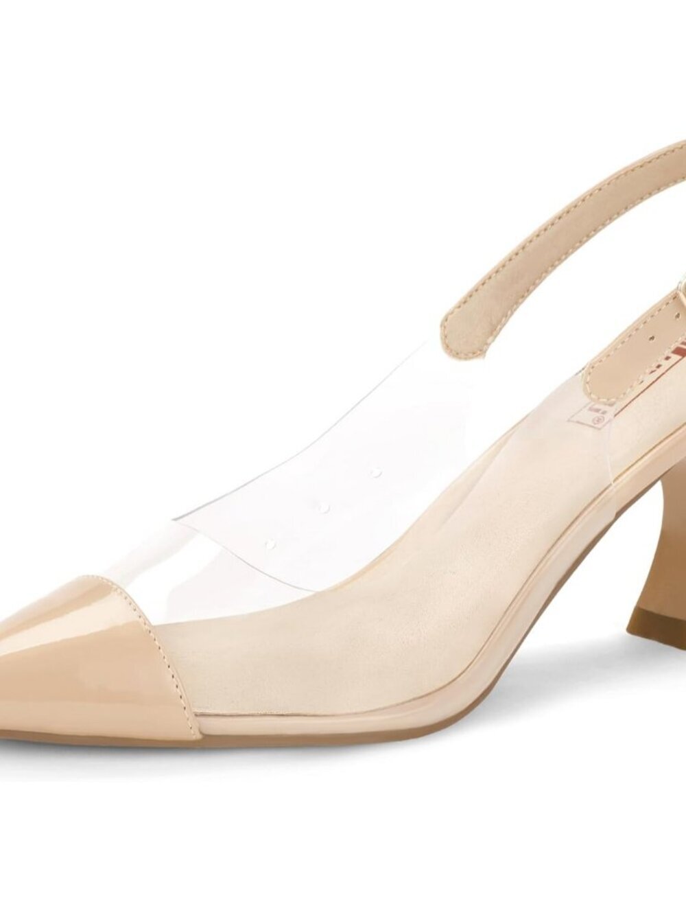 Women's Nude Slingback Pumps Closed Pointed Toe Kitten Low Short Prom Heels